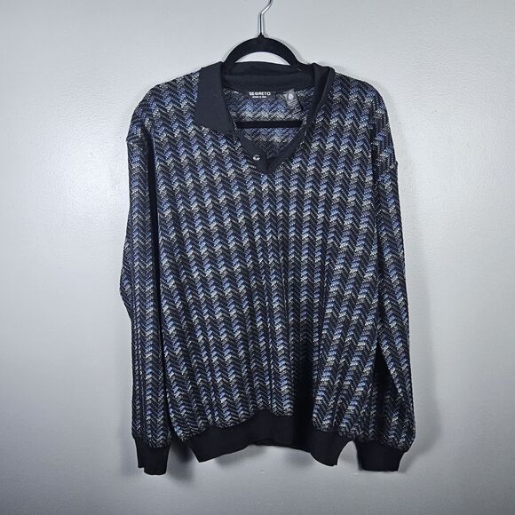 Vintage Segreto Geometric Abstract 100% Merino Wool Sweater Made In Italy XL - Picture 1 of 6